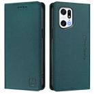For OPPO Find X5 Pro RC01 Dual-Folded Magnetic Suction RFID Leather Phone Case(Dark Green) - 2