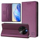 For OPPO Find X6 RC01 Dual-Folded Magnetic Suction RFID Leather Phone Case(Violet) - 1