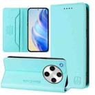 For OPPO Find X8 Pro RC01 Dual-Folded Magnetic Suction RFID Leather Phone Case(Mint Green) - 1