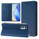 For OPPO Reno5 5G / 4G / Find X3 Lite RC01 Dual-Folded Magnetic Suction RFID Leather Phone Case(Dark Blue) - 1