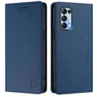 For OPPO Reno5 5G / 4G / Find X3 Lite RC01 Dual-Folded Magnetic Suction RFID Leather Phone Case(Dark Blue) - 2