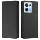 For OPPO Reno8 5G RC01 Dual-Folded Magnetic Suction RFID Leather Phone Case(Black) - 2