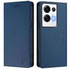 For OPPO Reno8 Pro 5G Global RC01 Dual-Folded Magnetic Suction RFID Leather Phone Case(Dark Blue) - 2