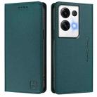 For OPPO Reno8 Pro 5G Global RC01 Dual-Folded Magnetic Suction RFID Leather Phone Case(Dark Green) - 2