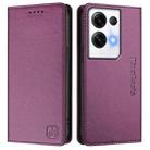 For OPPO Reno8 Pro 5G Global RC01 Dual-Folded Magnetic Suction RFID Leather Phone Case(Violet) - 2