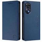 For OPPO Reno8 T 4G RC01 Dual-Folded Magnetic Suction RFID Leather Phone Case(Dark Blue) - 2