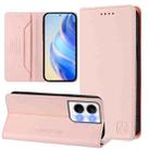 For OPPO Reno9 5G / Reno9 Pro 5G RC01 Dual-Folded Magnetic Suction RFID Leather Phone Case(Pink) - 1