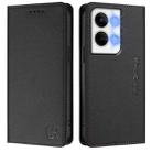 For OPPO Reno9 5G / Reno9 Pro 5G RC01 Dual-Folded Magnetic Suction RFID Leather Phone Case(Black) - 2