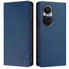 For OPPO Reno10 / Reno10 Pro Global RC01 Dual-Folded Magnetic Suction RFID Leather Phone Case(Dark Blue) - 2