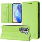 For OPPO Reno11 5G Global RC01 Dual-Folded Magnetic Suction RFID Leather Phone Case(Grass Green) - 1