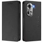 For OPPO Reno11 5G Global RC01 Dual-Folded Magnetic Suction RFID Leather Phone Case(Black) - 2