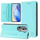 For OPPO Reno11 Pro 5G Global RC01 Dual-Folded Magnetic Suction RFID Leather Phone Case(Mint Green) - 1