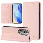 For OPPO Reno11 Pro 5G Global RC01 Dual-Folded Magnetic Suction RFID Leather Phone Case(Pink) - 1