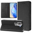 For OPPO Reno11 Pro 5G Global RC01 Dual-Folded Magnetic Suction RFID Leather Phone Case(Black) - 1