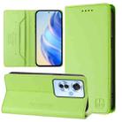 For OPPO Reno11 F 5G Global RC01 Dual-Folded Magnetic Suction RFID Leather Phone Case(Grass Green) - 1
