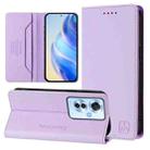 For OPPO Reno11 F 5G Global RC01 Dual-Folded Magnetic Suction RFID Leather Phone Case(Light Purple) - 1