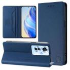 For OPPO Reno11 F 5G Global RC01 Dual-Folded Magnetic Suction RFID Leather Phone Case(Dark Blue) - 1