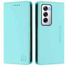 For OPPO Reno12 5G Global RC01 Dual-Folded Magnetic Suction RFID Leather Phone Case(Mint Green) - 2