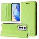 For OPPO Reno12 5G Global RC01 Dual-Folded Magnetic Suction RFID Leather Phone Case(Grass Green) - 1