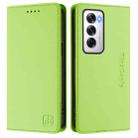 For OPPO Reno12 5G Global RC01 Dual-Folded Magnetic Suction RFID Leather Phone Case(Grass Green) - 2
