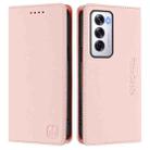 For OPPO Reno12 5G Global RC01 Dual-Folded Magnetic Suction RFID Leather Phone Case(Pink) - 2