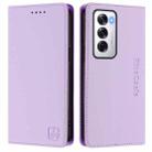For OPPO Reno12 5G Global RC01 Dual-Folded Magnetic Suction RFID Leather Phone Case(Light Purple) - 2