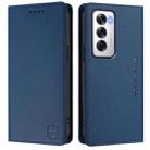 For OPPO Reno12 5G Global RC01 Dual-Folded Magnetic Suction RFID Leather Phone Case(Dark Blue) - 2