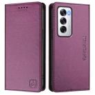 For OPPO Reno12 5G Global RC01 Dual-Folded Magnetic Suction RFID Leather Phone Case(Violet) - 2