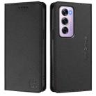 For OPPO Reno12 Pro 5G Global RC01 Dual-Folded Magnetic Suction RFID Leather Phone Case(Black) - 2