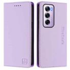 For OPPO Reno12 Pro 5G Global RC01 Dual-Folded Magnetic Suction RFID Leather Phone Case(Light Purple) - 2
