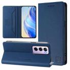 For OPPO Reno12 Pro 5G Global RC01 Dual-Folded Magnetic Suction RFID Leather Phone Case(Dark Blue) - 1
