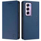 For OPPO Reno12 Pro 5G Global RC01 Dual-Folded Magnetic Suction RFID Leather Phone Case(Dark Blue) - 2