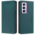 For OPPO Reno12 Pro 5G Global RC01 Dual-Folded Magnetic Suction RFID Leather Phone Case(Dark Green) - 2