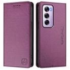 For OPPO Reno12 Pro 5G Global RC01 Dual-Folded Magnetic Suction RFID Leather Phone Case(Violet) - 2