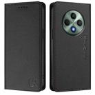 For OPPO Reno12 F 5G / 4G Global RC01 Dual-Folded Magnetic Suction RFID Leather Phone Case(Black) - 2