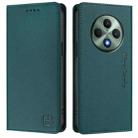 For OPPO Reno12 F 5G / 4G Global RC01 Dual-Folded Magnetic Suction RFID Leather Phone Case(Dark Green) - 2