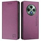 For OPPO Reno12 F 5G / 4G Global RC01 Dual-Folded Magnetic Suction RFID Leather Phone Case(Violet) - 3