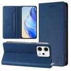 For OPPO Reno14 5G Global RC01 Dual-Folded Magnetic Suction RFID Leather Phone Case(Dark Blue) - 1