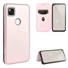 For Google Pixel 4a Carbon Fiber Texture Horizontal Flip TPU + PC + PU Leather Case with Card Slot(Pink) - 1