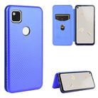 For Google Pixel 4a Carbon Fiber Texture Horizontal Flip TPU + PC + PU Leather Case with Card Slot(Blue) - 1