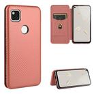 For Google Pixel 4a Carbon Fiber Texture Horizontal Flip TPU + PC + PU Leather Case with Card Slot(Brown) - 1
