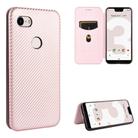 For Google Pixel 3 XL Carbon Fiber Texture Horizontal Flip TPU + PC + PU Leather Case with Card Slot(Pink) - 1