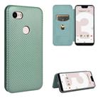 For Google Pixel 3 XL Carbon Fiber Texture Horizontal Flip TPU + PC + PU Leather Case with Card Slot(Green) - 1