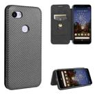 For Google Pixel 3a Carbon Fiber Texture Horizontal Flip TPU + PC + PU Leather Case with Card Slot(Black) - 1