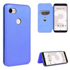 For Google Pixel 3 Carbon Fiber Texture Horizontal Flip TPU + PC + PU Leather Case with Card Slot(Blue) - 1