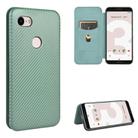 For Google Pixel 3 Carbon Fiber Texture Horizontal Flip TPU + PC + PU Leather Case with Card Slot(Green) - 1
