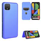 For Google Pixel 4 XL Carbon Fiber Texture Horizontal Flip TPU + PC + PU Leather Case with Card Slot(Blue) - 1