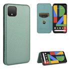 For Google Pixel 4 Carbon Fiber Texture Horizontal Flip TPU + PC + PU Leather Case with Card Slot(Green) - 1