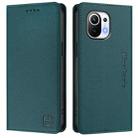 For Xiaomi Mi 11 RC01 Dual-Folded Magnetic Suction RFID Leather Phone Case(Dark Green) - 2