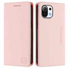 For Xiaomi Mi 11 Lite / Mi 11 Lite 5G RC01 Dual-Folded Magnetic Suction RFID Leather Phone Case(Pink) - 2